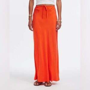 MADEWELL TIE WAIST MAXI SLIP SKIRT IN ORANGE SIZE 8